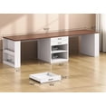 thumbnail image 2 of YANGLI 90.5" 2-Person Computer Desk with Drawers, Long Office with Shelves, Two-Person Gaming Desk, White, 2 of 6