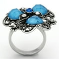 thumbnail image 3 of Womens Rings High polished (no plating) 316L Stainless Steel Ring with Stone in Sea Blue TK1149, 3 of 4