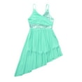 thumbnail image 3 of Kaerm Girls Lyrical Dress Spaghetti Straps V-Neck Sequined Irregular Hem Latin Dance Costume Light Green 7-8, 3 of 7