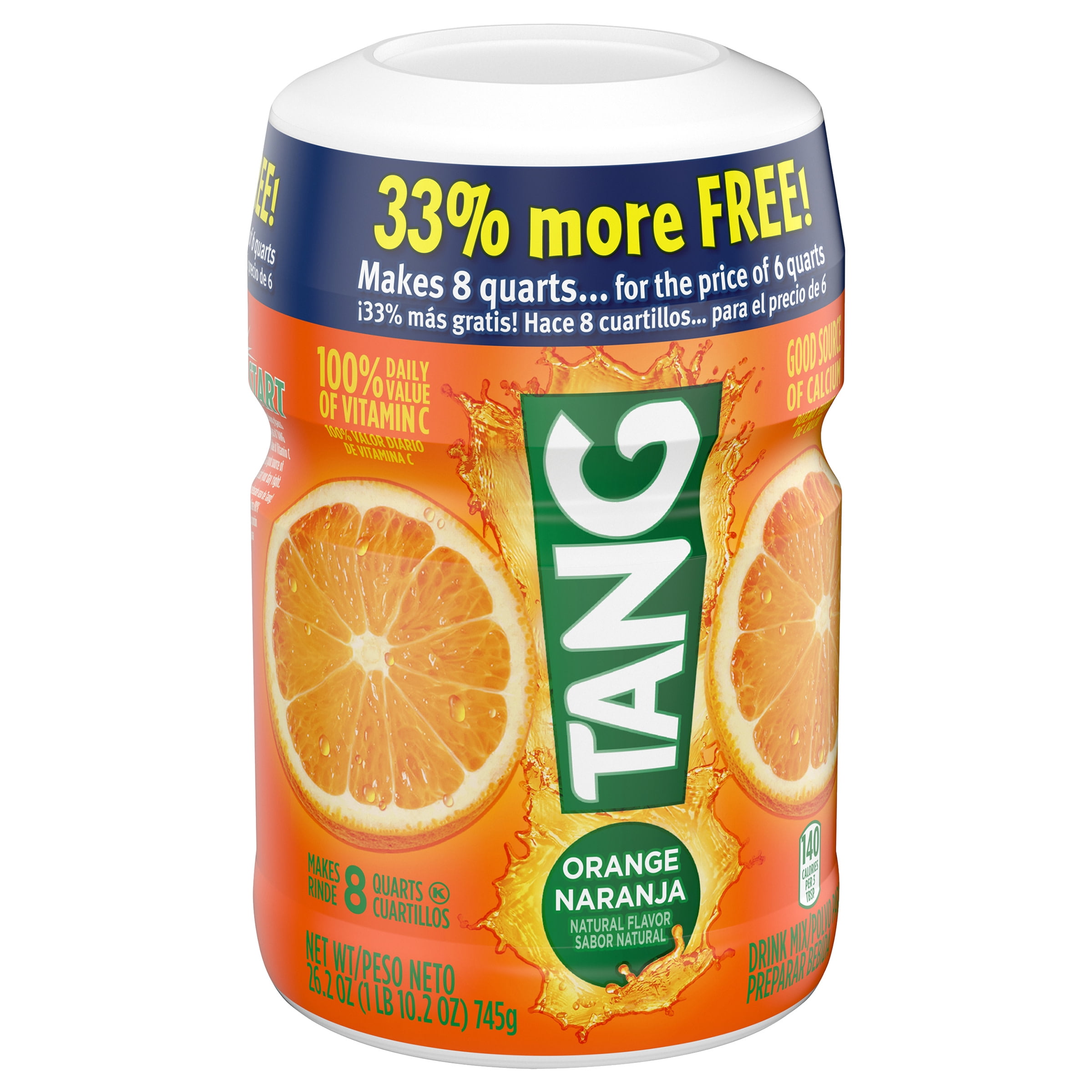 Tang Orange Naturally Flavored Powdered Soft Drink Mix, 18 oz Canister