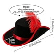 thumbnail image 3 of Hsqqdc Adults Renaissance Felt Pirate Hat Feather Musketeer Buccaneer Colonial Headwear, 3 of 7