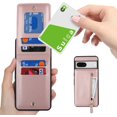 thumbnail image 3 of for Google Pixel 7 Case with Card Holder for Women,Pixel 7 Phone Case Wallet with Strap Credit Card with Kickstand Zipper Shockproof Case for Pixel 7 - Rose Gold, 3 of 14