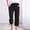 01 Black, variant on Hicidod Women Linen Capri Pants Casual Summer Drawstring Elastic High Waist Cropped Trousers Wide Leg Solid Straight Capris Pant