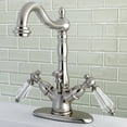 thumbnail image 2 of Kingston Brass KS1438WLL Wilshire Two-Handle Bathroom Faucet with Brass Pop-Up and Cover Plate, Brushed Nickel, 2 of 5