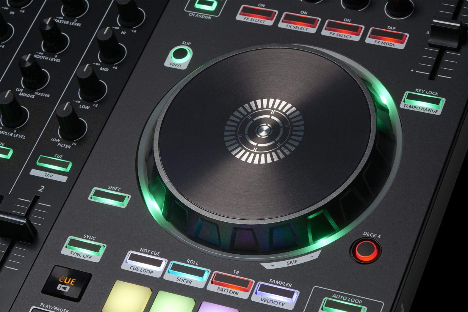 Roland DJ-505 DJ Controller Bundle with Stand, Headphones, and Austin Bazaar Polishing Cloth