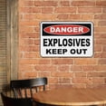 thumbnail image 6 of Danger Explosives Keep Out Sign 8"x12" - Aluminum Tin Warning for Home Outdoor Garden, High-Visibility Hazard Decor for Restricted Area, 6 of 8