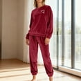 thumbnail image 2 of CHUMUD Women's Winter Thermal Pajama Set, Pullover Fleece Loungewear with Soft Cuffed Pants Warm Pullover Sleepwear Sets, 2 of 5
