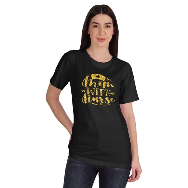 Inkmeso T-shirt Maman Femme Infirmière pour Femmes Col Rond Graphique