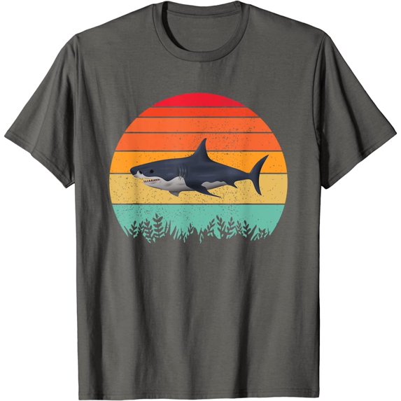 Retro Sunset Vintage Cute Shark Lover Fish Animal Lover Gifts Men Shirt T-Shirt Ocean Life Shirt Shark Birthday Shirt for Women Men Kids