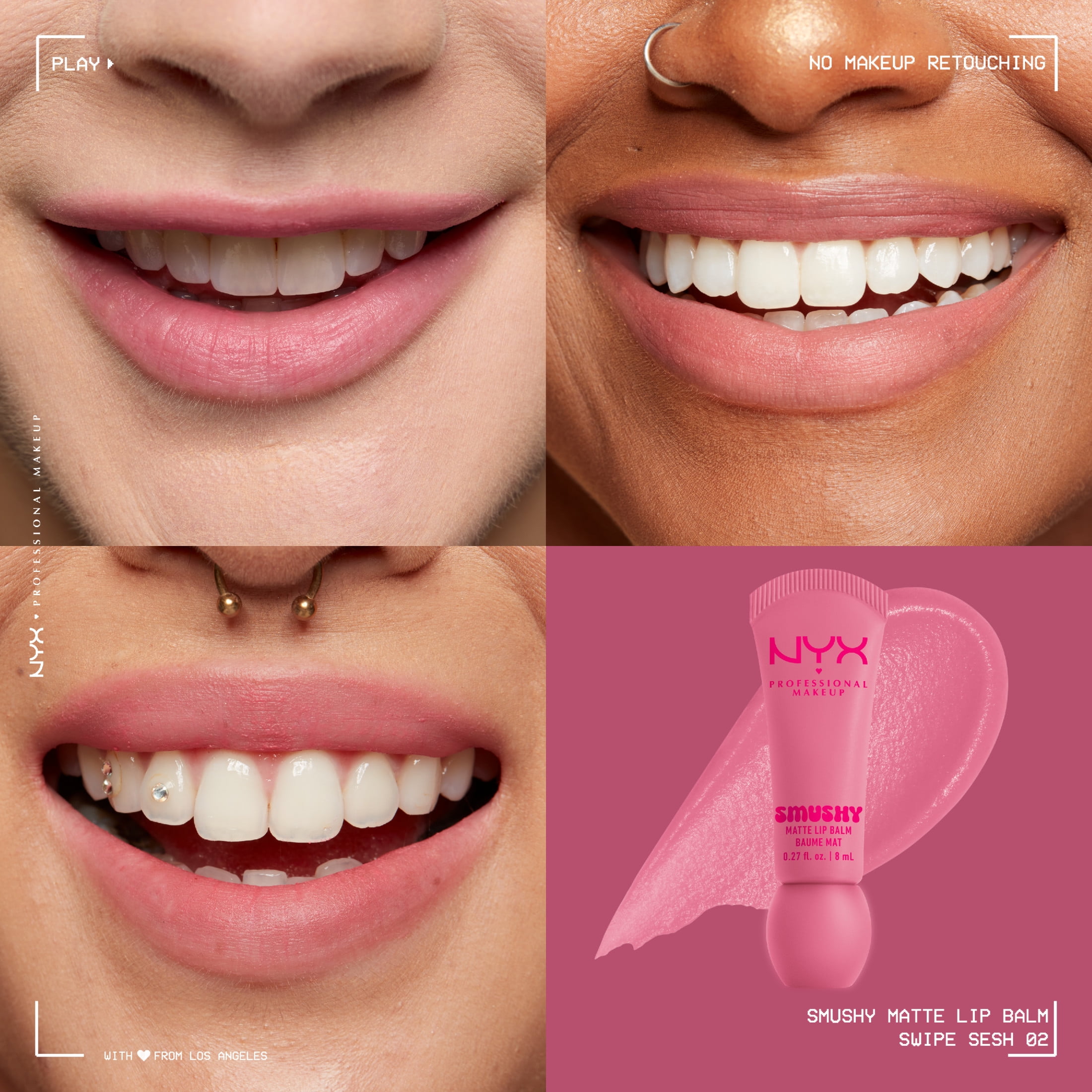 NYX Professional Makeup Smushy Matte Lip Balm, Swipe Sesh, Light Dusty Rose, 0.27 fl oz
