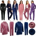 thumbnail image 2 of Velour Tracksuit Womens 2 Piece Jogging Outfits Long Sleeve Zipper Crop Top Sweatpant Jogger Sweatsuit Workout Sets, 2 of 8