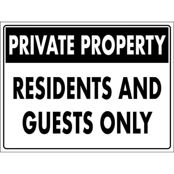 Metal Tin Sign Private Property Residents And Guests Only Sign Security Warning Notice Signs Wall Decoration Indoor/Outdoor Use 8 X 12 Inch