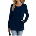 thumbnail image 3 of ShiShine Women's Long Sleeves Crew Neck Shirts Loose Fit Tunic Tops Dressy Pullover With Pockets, 3 of 5