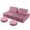 thumbnail image 4 of MeMoreCool Kids Couch Sofa Modular Toddler Couch for Bedroom Playroom, 8-Piece Fold Out Couch Play Set for Imaginative Boy Girl, Creative Baby Couch Children Convertible Sofa Kids Foam Couch, Pink, 4 of 9