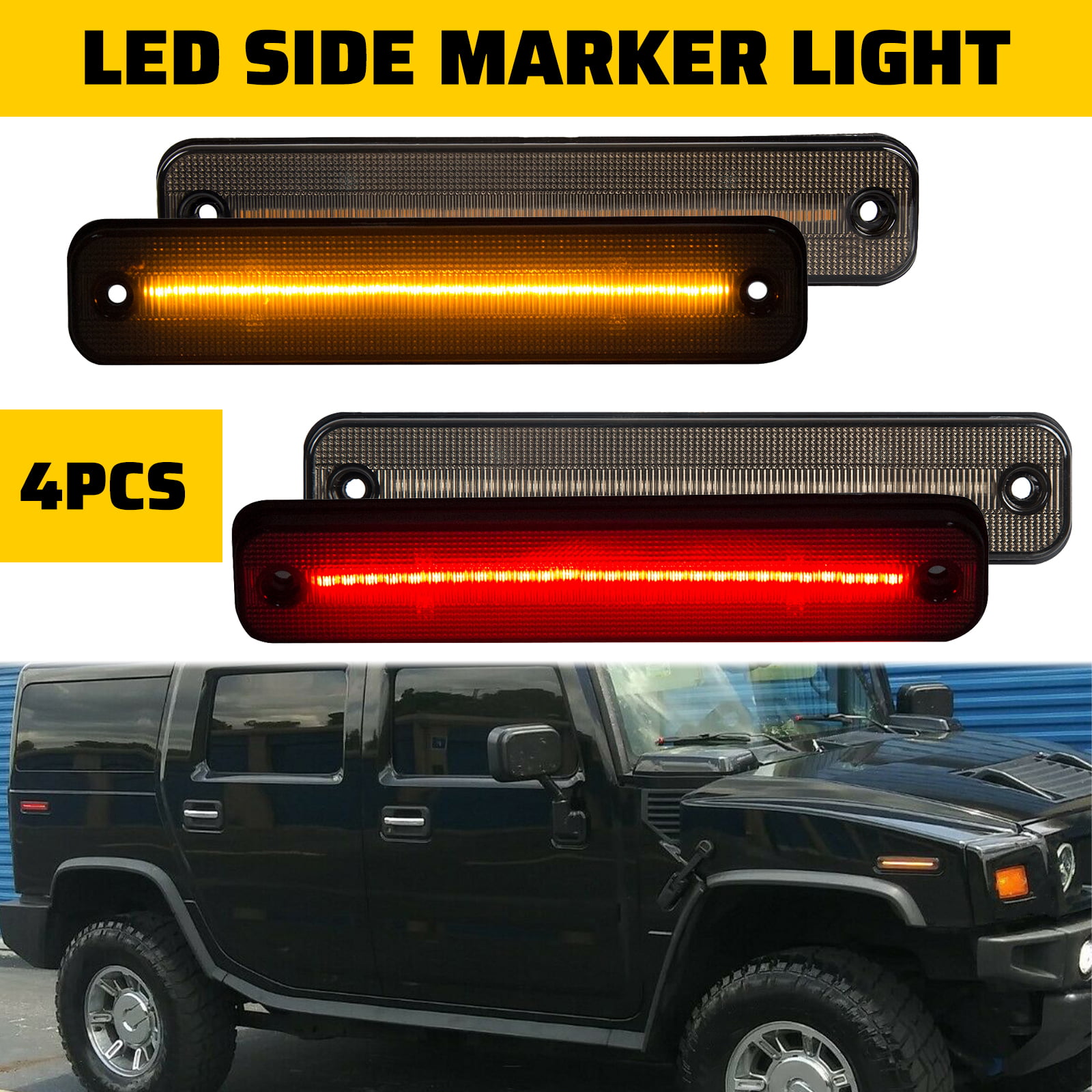 4Pcs For Hummer H2 2003 2004 2005 2006 2007 2008 2009 Front Rear Fender  Lamps LED Side Marker Light Red Yellow Car Accessories - AliExpress