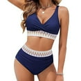 thumbnail image 5 of Sakmal Tummy Control Swimsuits for Women Bikini Sets High Waisted Blue Two Piece Bathing Suits Push Up Patchwork Swimsuit Sets, 5 of 8