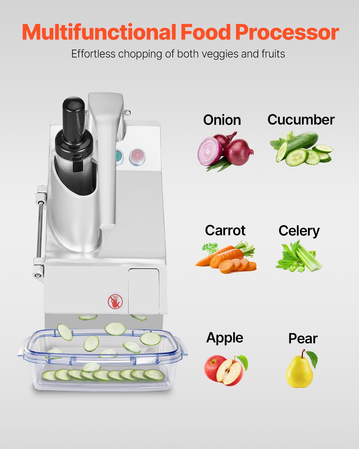 KFFKFF Food Processor & Vegetable Chopper with Dual Feeding Holes, Stainless Steel Construction, Includes 6 Detachable Blades for Shredding (3mm/5mm/7mm/10mm) and Slicing (2mm/4mm)