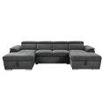 thumbnail image 6 of U-Shaped Sleeper Sofa, 121 Inch Oversize - 2-in-1 Pull-Out Bed with Double Storage Chaise for Living Room Furniture, Dark Grey, 6 of 9