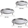 thumbnail image 3 of Estante de vapor de acero inoxidable, 3 uds., Estante plegable ajustable, Estante de vapor de bandeja redonda con patas desmontables, para suministros de cocina al vapor 20/22/24c Feliz Sencillez, 3 of 4