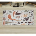 thumbnail image 1 of Nautical Decorative Rug, Pastel Colored Composition of Lighthouse Sailboat Fish Shells Octopus, Quality Carpet for Bedroom Dorm and Living Room, 6 Sizes, Dark Mauve and Orange, by Ambesonne, 1 of 1