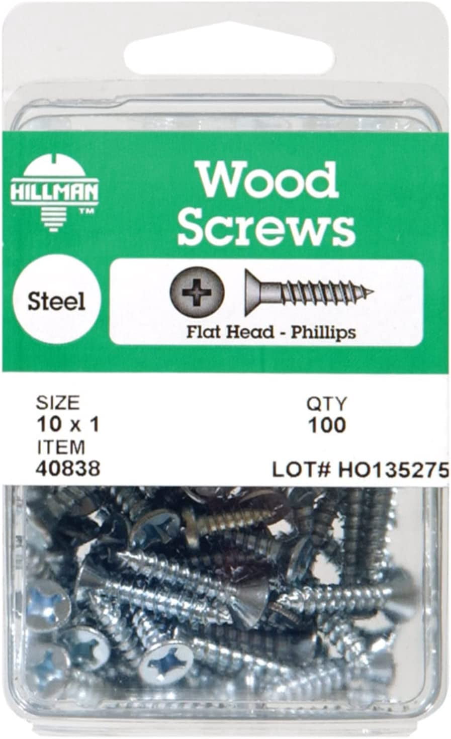 Hillman Fasteners 40832 Wood Screw Flat Head Phillips 8'' X 2''
