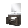 thumbnail image 4 of Abbey 36" W Brown Oak Vanity Carrara Marble Top, 34" Mirror and Faucet Set, 4 of 6