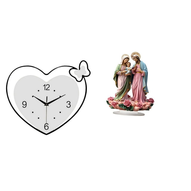 Reloj De Pared De Corazón Acrílico Creativo Y Adorno Decorativo De Escritorio Para Sala De Estudio, Cafetería, Oficina, Vacaciones, Hogar, Chimenea, Mesa, Regalo