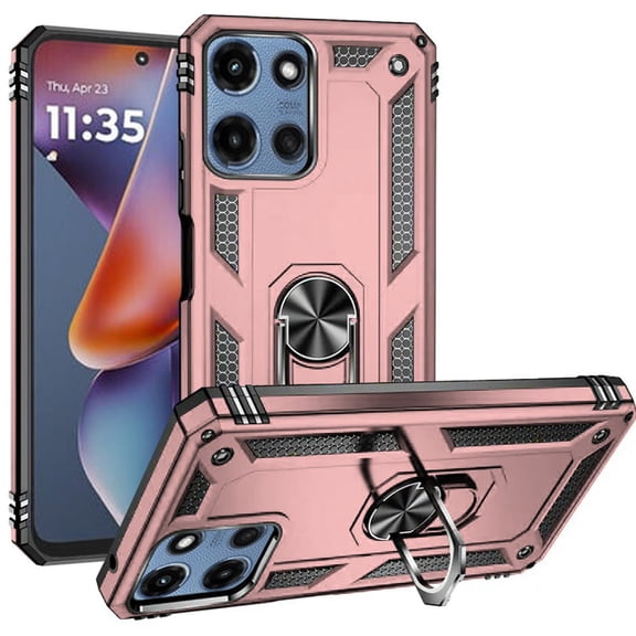 XPM for For Motorola Moto G Power 2021 Phone Case, Hybrid Shockproof Durable 360 Degree Rotatable Ring Stand Holder Kickstand Fit Magnetic Car Mount Cover for Moto G Power 2021 (Rose Gold)