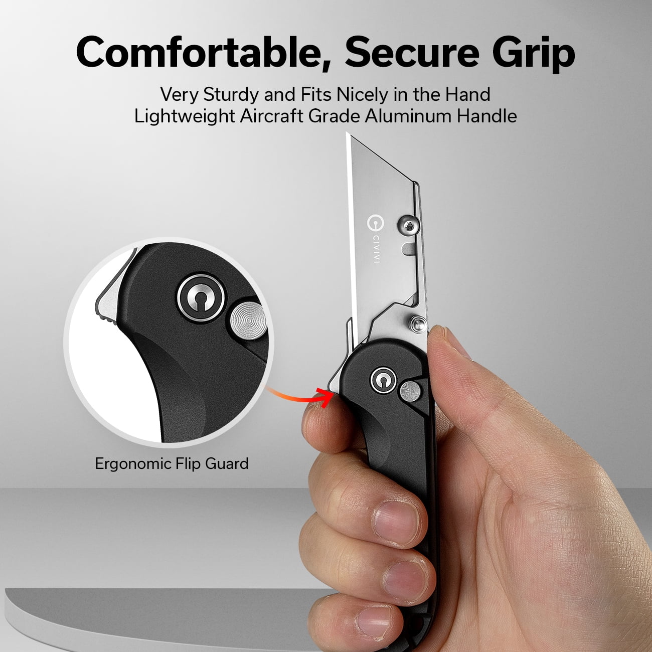 CIVIVI Elementum Utility Pocket Knife Box Cutter Set with 3Pcs Extra Razor Blades C23039B-1