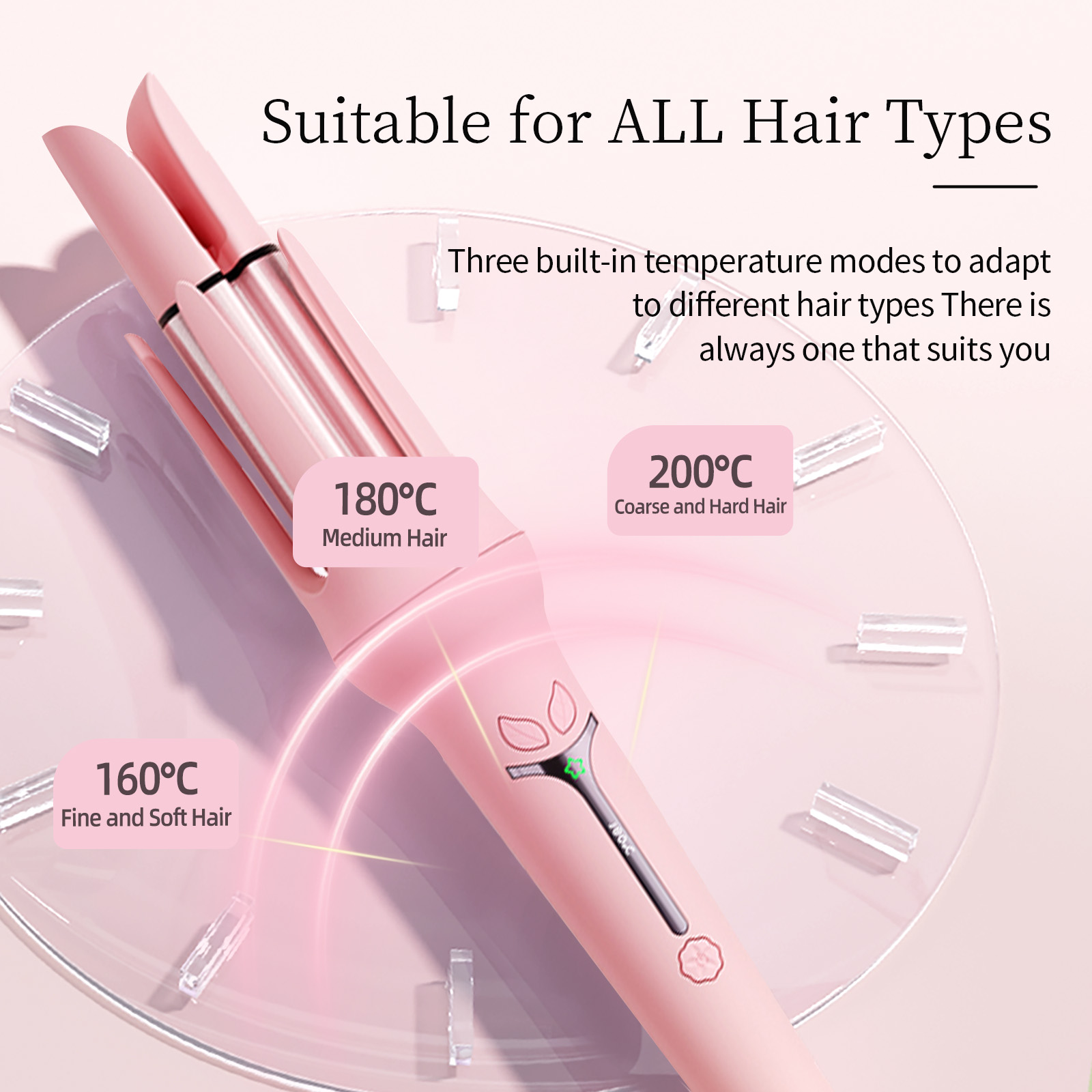 Auto Hair Curler,Rotating Curling Iron 1.25 inch, 4 Temps,Fast & Smooth Curls Lightweight & Purple