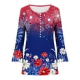 thumbnail image 5 of Kvture 4th of July Tops for Women Henley V Neck Button 3/4 Sleeve Blouse Independence Day Patriotic T Shirts Summer Navy Tees XL, 5 of 5