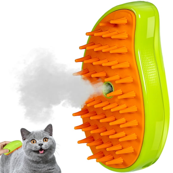 3-in-1 Steamy Cat Brush, Cat Dog Grooming Brush Pets Steamy Brush, Self Cleaning Steam Cat Brush, Pet Massage Comb (green)