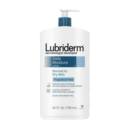 Lubriderm Daily Moisture Body Lotion, Fragrance Free, 24 Oz, 2 Pack