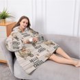 thumbnail image 5 of Oversized Wearable Blanket Hoodie,Beige Highland Cow Flower Cart Pattern Sherpa Blanket Hoodie with Super Pockets,Super Warm Fuzzy Pullover for Women & Men, 5 of 6