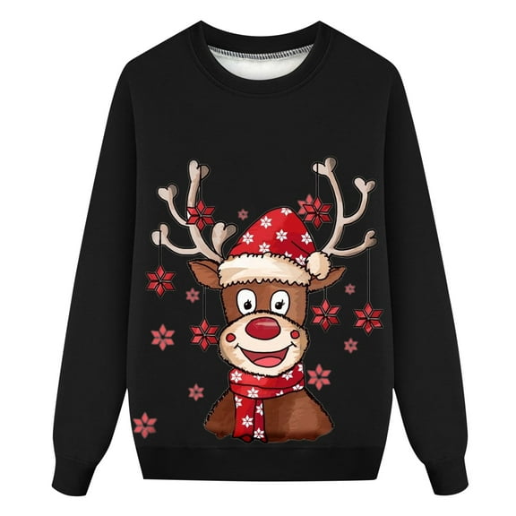 JIKNTTR Dad Christmas Sweatshirt Men Christmas Parent Child Wear Printed Long Sleeve Crewneck Sweatshirt Top Casual Versatile Pullover Sweatshirt for Holiday Party