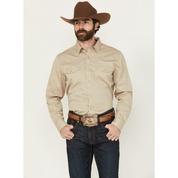 Cody James Men's Solid Treadstone Long Sleeve Pearl Snap Western Shirt Big Tan 3X