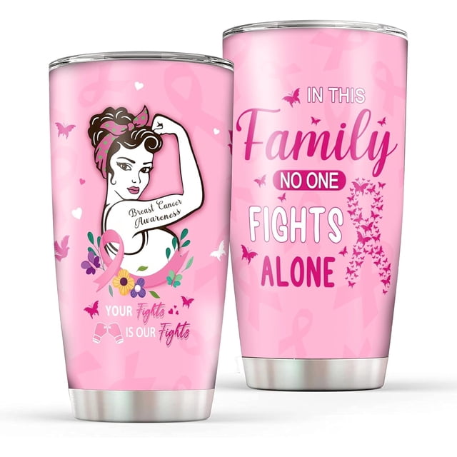 Accesorios para el cáncer de mama, regalos para mujeres, vaso inspirador para concientizar sobre el cáncer de mama, taza de café térmica de acero inoxidable de 20 oz para después de una cirugía de
