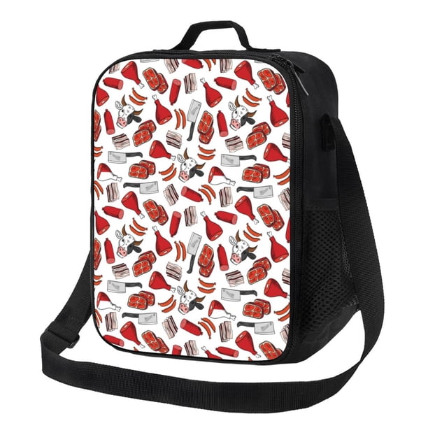 Fotbe Red Food Lonchera Bolsa de Almuerzo para Hombres y Mujeres, Lonchera de Gran Capacidad, Bolsa de Almuerzo Reutilizable, Bolsa Térmica Aislante
