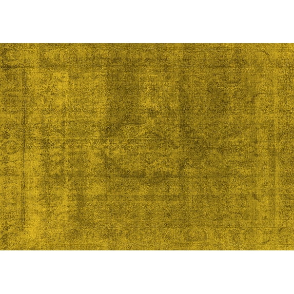 Ahgly Company Machine Washable Indoor Rectangle Oriental Yellow Industrial Area Rugs, 4' x 6'