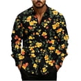 thumbnail image 2 of Gamivast Floral Shirt for Men Button Down Long Sleeve Collared Regular Fit Printed Casual Shirt for Vacation Party Date Night Travel and Everyday Wear Black XXL, 2 of 5