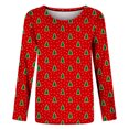 thumbnail image 4 of Christmas 3/4 Sleeve Shirts for Women Christmas Snowman Print Top Cute Santa Print Shirt Round Neck Holiday Shirt Tops Women Sweaters Cheap, 4 of 5
