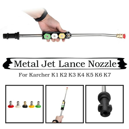 Patio Jet Wash 20'' 50cm Stainless Steel High Pressure Power Washer Spray Nozzle Metal Jet Lance Water Gun Hose with 5 x Nozzles For Car Vehicle Patio Garden Washing ()