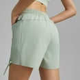 thumbnail image 3 of SWSMCLT Women's Running Shorts Mid Rise Elastic Waist Drawstring Summer Fashion Spandex Casual Shorts Biking Green 4-6, 3 of 5
