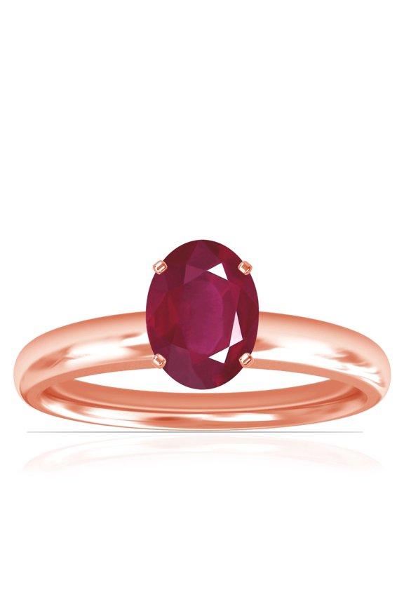 July Birthstone - Traditional Oval Ruby Solitaire Ring (Grade - A | 0.65cts.)