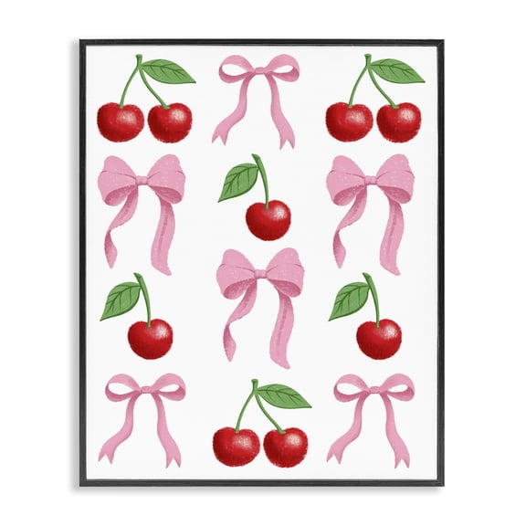 Stupell Industries Contemporary Cherries & Bows Assortment Black Framed Giclee Art, 11 x 14, by Marcus Prime