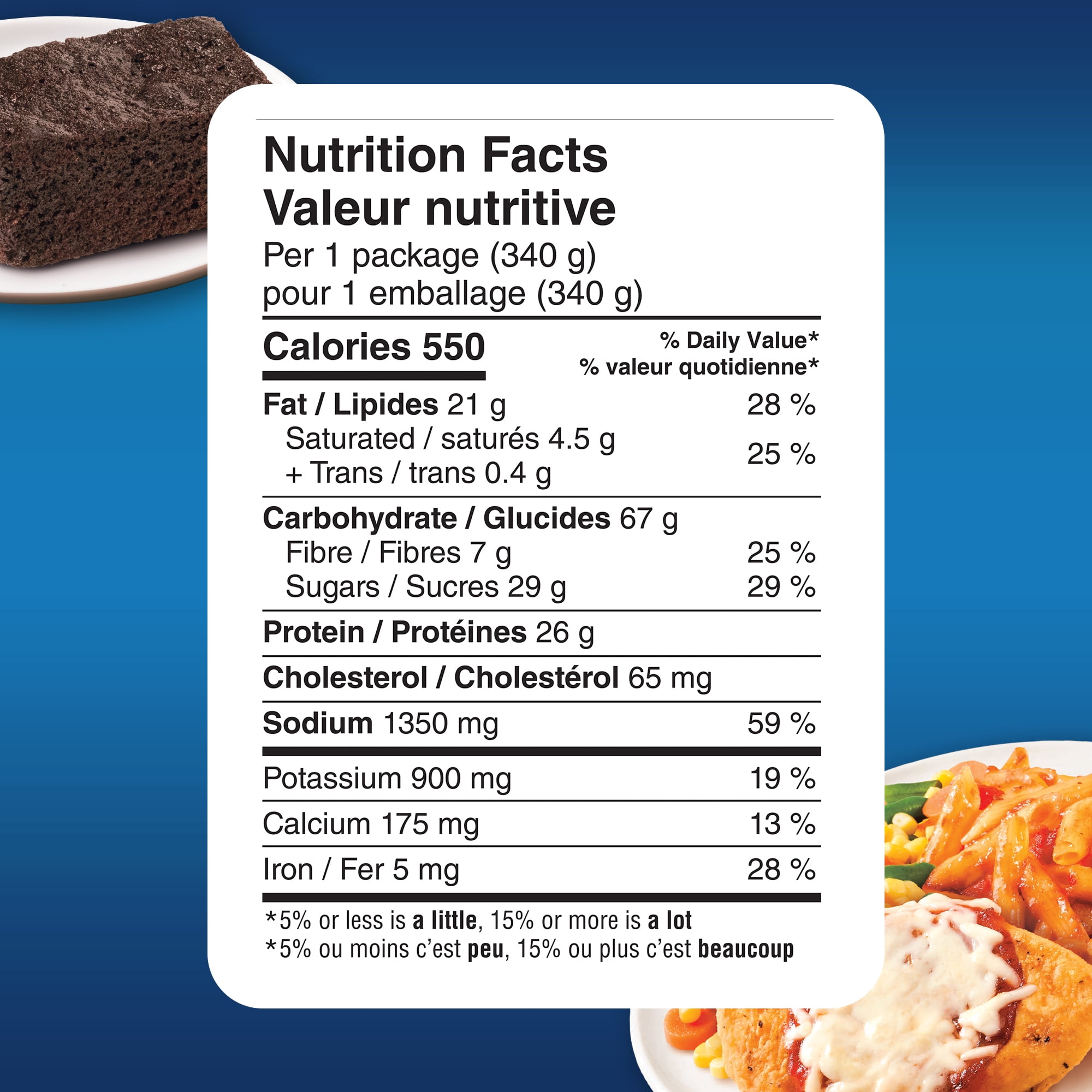 Swanson Chicken Parmigiana: frozen dinner, with mixed vegetables, pasta, and a brownie