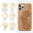 thumbnail image 4 of Case Yard Wooden Case Outside Soft TPU Silicone Slim Fit Shockproof Wood Phone Cover for Girls Boys Men and Women Supports Wireless Charging Vintage Motorcycle Design case for iPhone-12/12-Pro, 4 of 7
