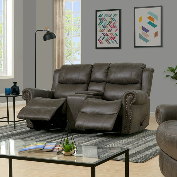 Prolounger Wall Hugger Rolled Arm, Distressed Leather Reclining Sofa