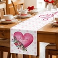thumbnail image 4 of Valentines Day Cotton Linen Table Runner for Dining Kitchen, Pink Love Hearts Roses Floral Farmhouse Wedding Outdoor Party Tablerunners, Dresser Scarf Coffee Tablecloth Runners 13x108 Inches, 4 of 8