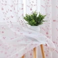 thumbnail image 5 of Haperlare 52" W x 63" L Semi Sheer Curtains Leaf Embroidered Grommet Voile Drapes for Living Room Bedroom Window Treatments, Pink, 2 Panels, 5 of 6